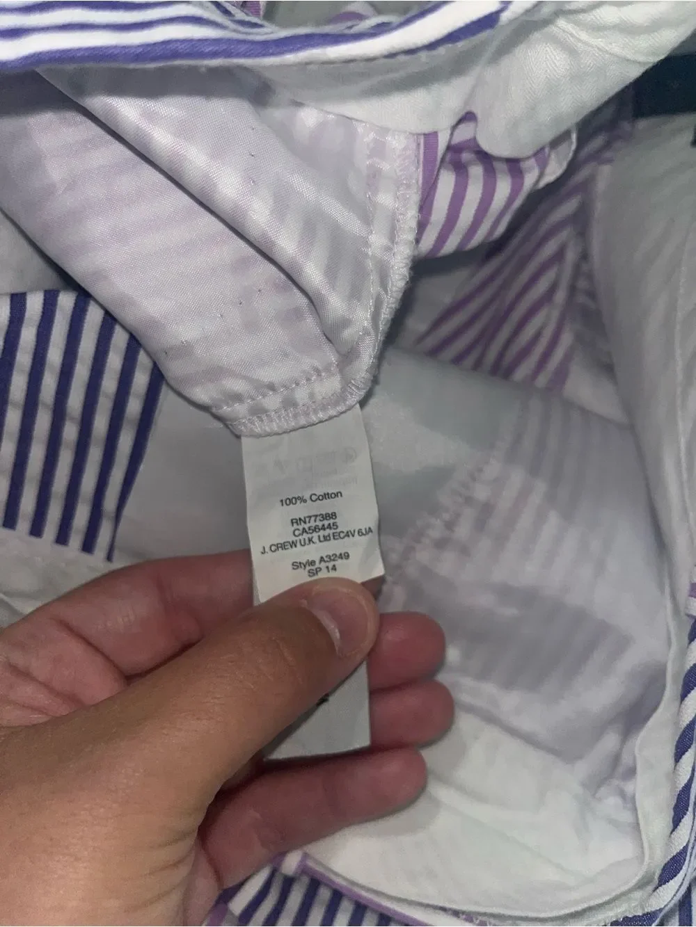 J. Crew Two-Tone Striped Shorts in Purple & Navy white seersucker women’s size 2